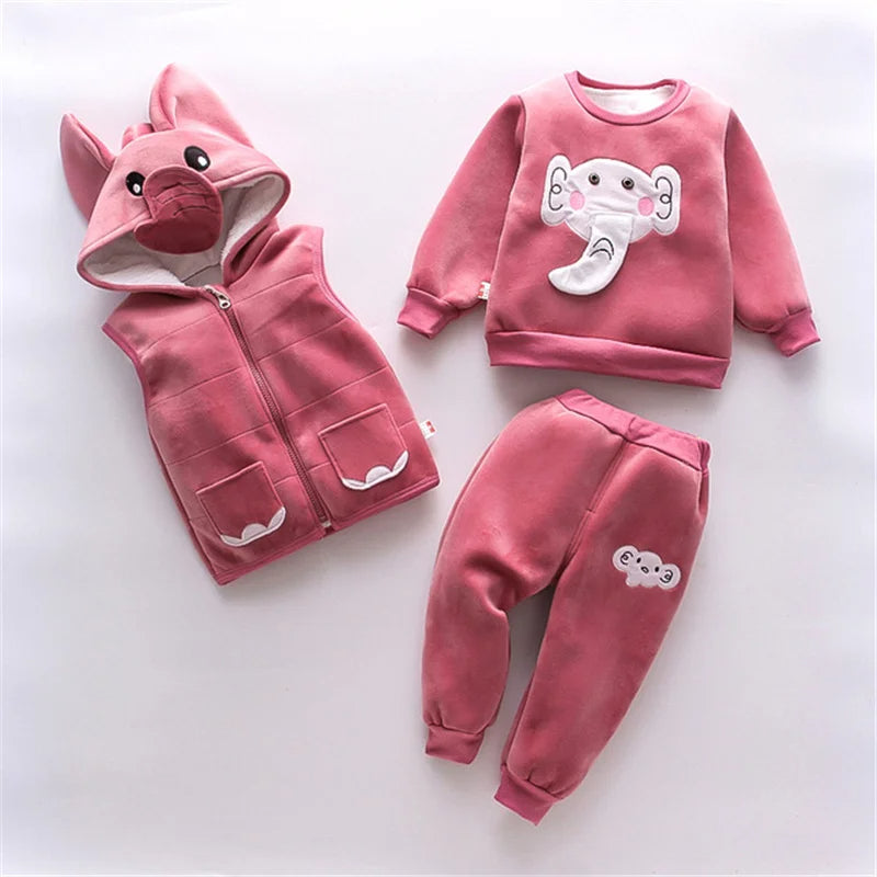 Winter Cotton Thick Warm Baby Clothes Sets